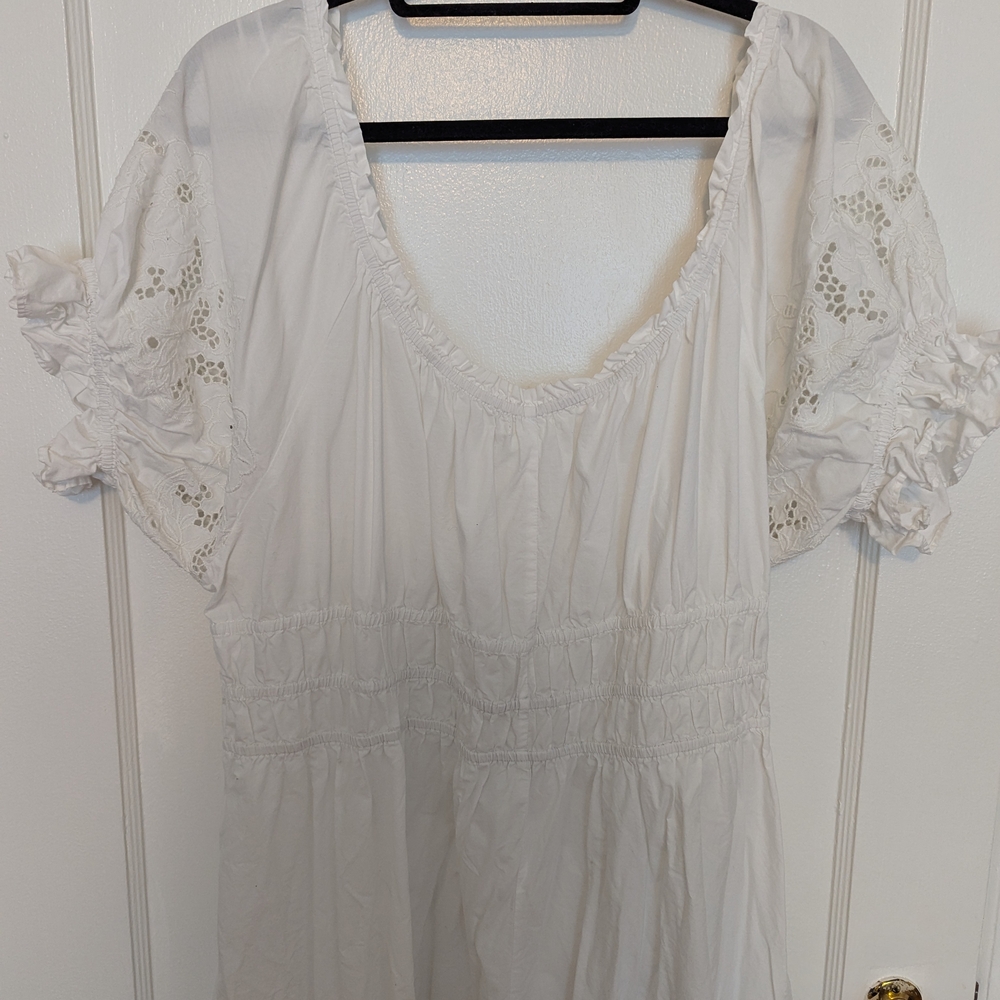 H&M White Maxi Dress with Eyelet Sleeves